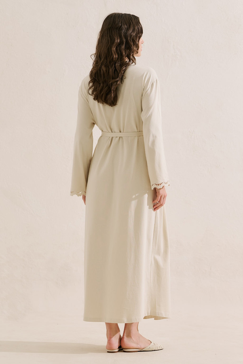 Embroidered Relaxed Dress Beige