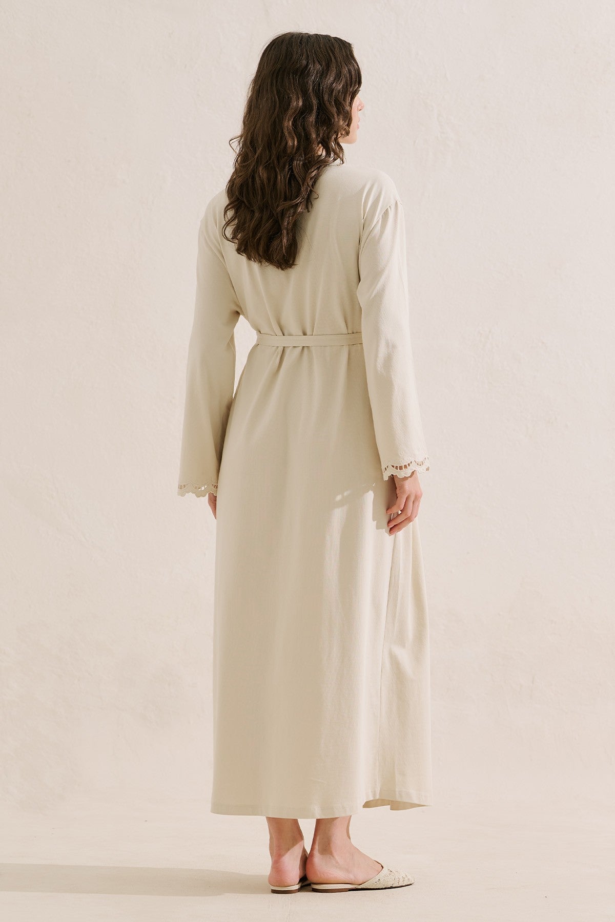 Embroidered Relaxed Dress Beige