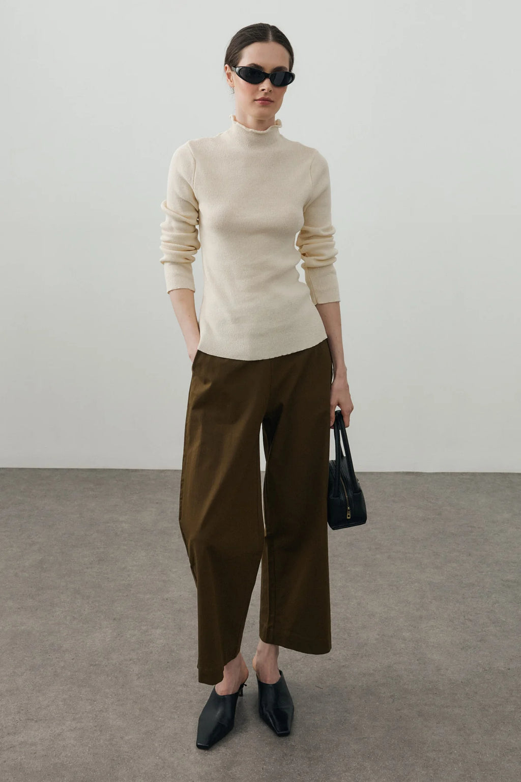 Fine-Ribbed Cotton Knit Bodysuit Cream