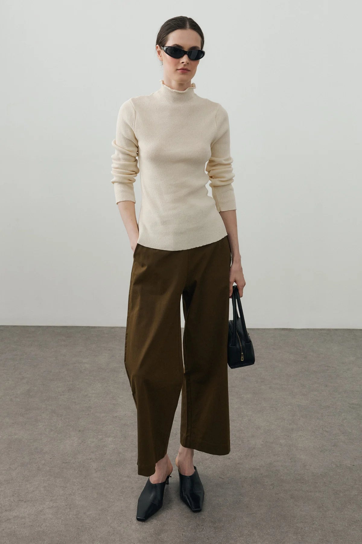 Fine-Ribbed Cotton Knit Bodysuit Cream