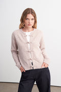 Button-Detail Brushed Cardigan Taupe