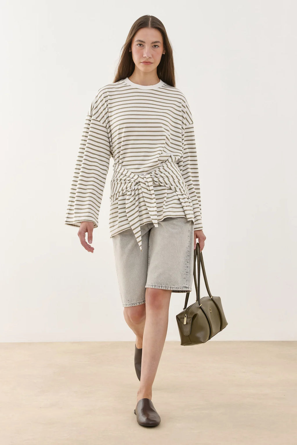 Scarf Striped Long Sleeve Cotton
T-Shirt
