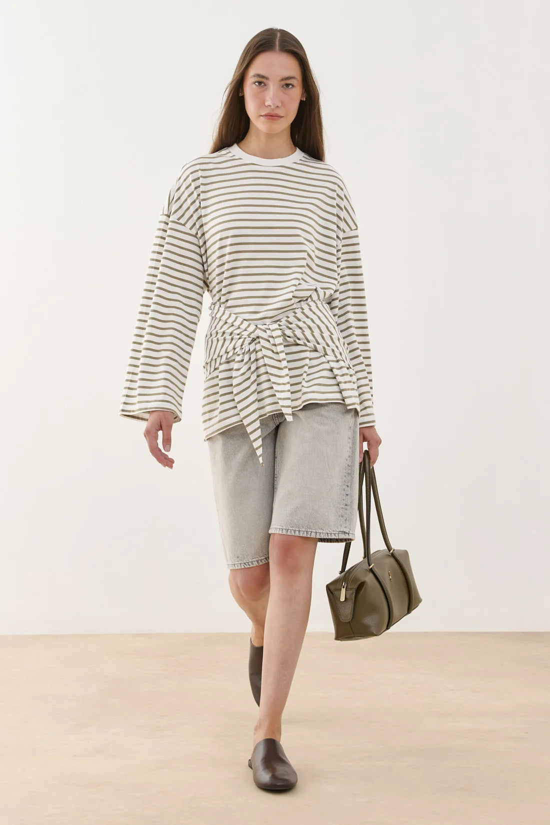 Scarf Striped Long Sleeve Cotton
T-Shirt