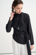 Crushed-Effect Blouse Black