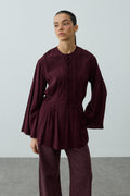 Lace-Up Detail Top Plum
